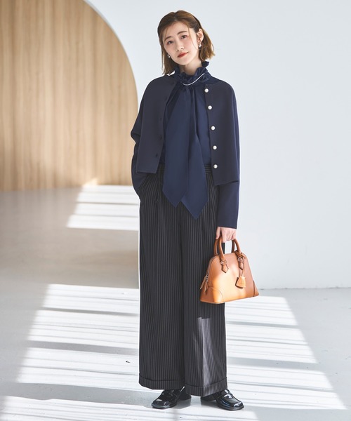 RUIRUE BOUTIQUE(ルイルエブティック)の「洗える ストレッチ | 選べるデザイン スポンディッシュ ボックス カーディガン ベーシック丈・パール釦 | レディース 体型カバー 長袖 オフィスカジュアル 無地 ニット トップス(カーディガン/ボレロ・レディース・ベージュ/ブラック/ネイビー・M/L)」の5枚目の写真