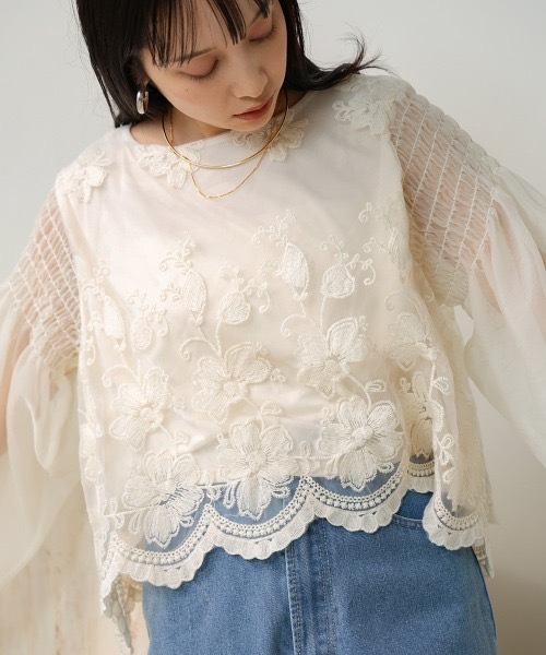 Bab(バブ)の「レーススカラップブラウス(シャツ/ブラウス・レディース・ホワイト系その他/オフホワイト・MEDIUM)」の17枚目の写真