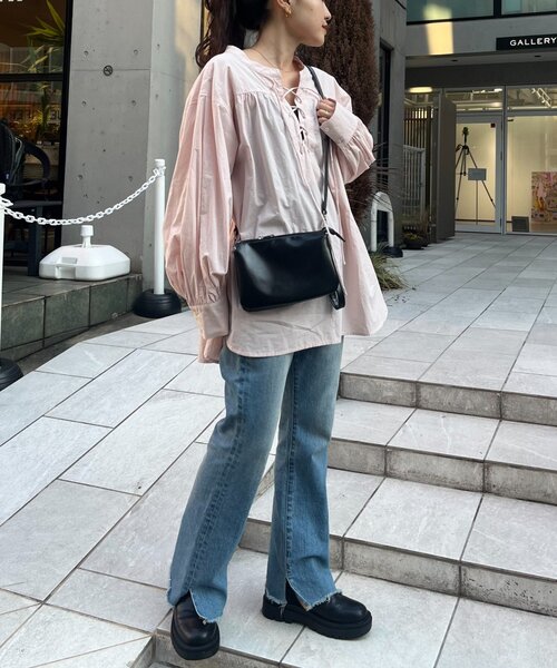 CIAOPANIC TYPY（チャオパニックティピー）の「レースアップボリューム袖プルオーバー（シャツ/ブラウス・レディース・オフホワイト/ピンク/サックスブルー/ブラック・ONE SIZE）」の17枚目の写真