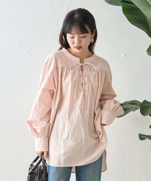 CIAOPANIC TYPY（チャオパニックティピー）の「レースアップボリューム袖プルオーバー（シャツ/ブラウス・レディース・オフホワイト/ピンク/サックスブルー/ブラック・ONE SIZE）」の19枚目の写真