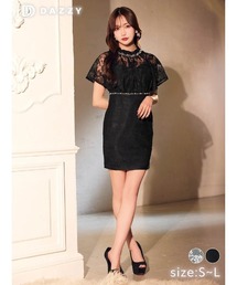 【高見え◎】お呼ばれにも使い回しOK!繊細レースワンピース&ドレス!フラワー レース パール ビジュー フレア スリーブ タイト ミニドレス