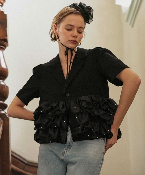 DONOBAN（ドノバン）の「フリルジャケット（その他アウター・レディース・ブラック・ONE）」の7枚目の写真