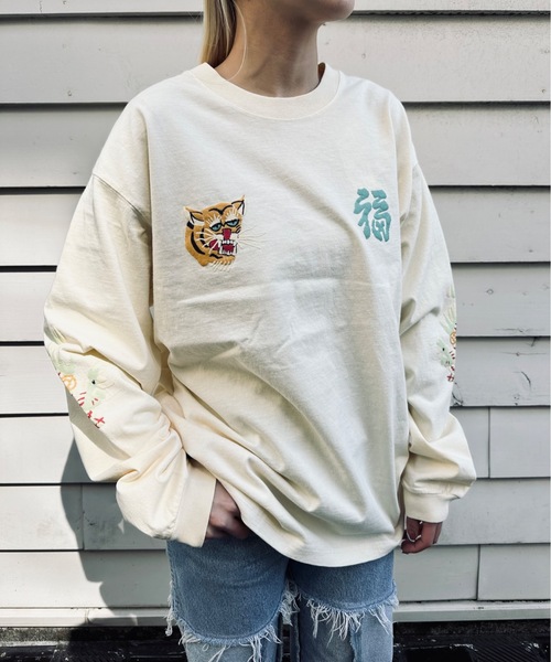 HOUSTON(ヒューストン)の「HOUSTON / PIGMENT US COTTON L/S TEE / 22274/ 22275(Tシャツ/カットソー・メンズ・ブラック/ブラック系その他/ホワイト系その他2/ホワイト系その他・X-LARGE/LARGE)」の2枚目の写真