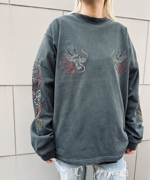HOUSTON(ヒューストン)の「HOUSTON / PIGMENT US COTTON L/S TEE / 22274/ 22275(Tシャツ/カットソー・メンズ・ブラック/ブラック系その他/ホワイト系その他2/ホワイト系その他・X-LARGE/LARGE)」の3枚目の写真