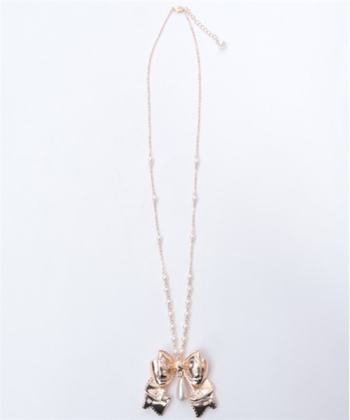 axes femme kawaii（アクシーズファムカワイイ）の「リボンネックレス（ネックレス・レディース・ピンク/ゴールド/アンティークゴールド・FREE）」の5枚目の写真