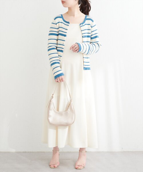 natural couture(ナチュラルクチュール)の「マルチボーダーニットカーディガン(カーディガン/ボレロ・レディース・ベージュ/ネイビー/サックスブルー・FREE)」の16枚目の写真