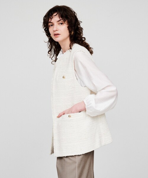 cloenc（クロエンス）の「ツイードジレベスト（ベスト・レディース・ホワイト系その他4/ネイビー系3・02）」の6枚目の写真