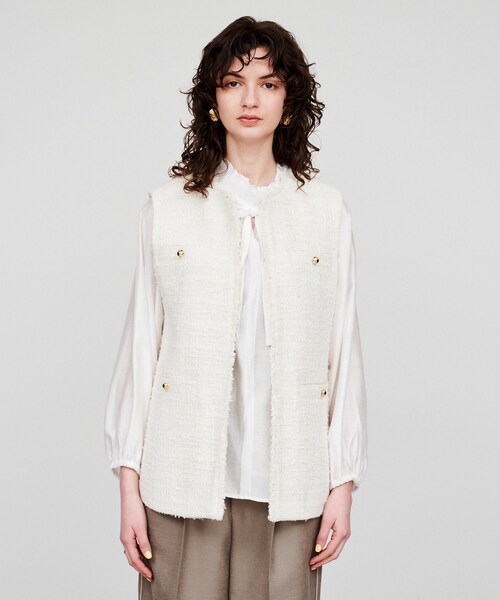 cloenc（クロエンス）の「ツイードジレベスト（ベスト・レディース・ホワイト系その他4/ネイビー系3・02）」の3枚目の写真