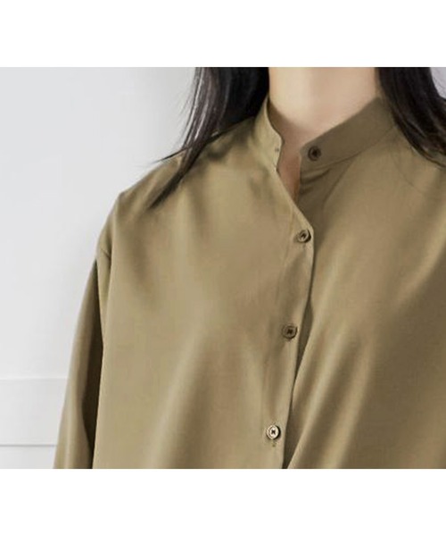 ブレストボタン スリット ロングシャツ オーバーサイズ モード A セール】シャツ ロングシャツ レディース 長袖 オーバーサイズ