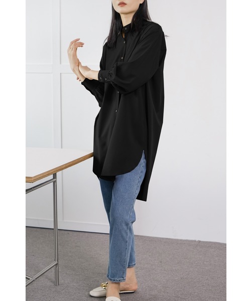 セール】シャツ ロングシャツ レディース 長袖 オーバーサイズ