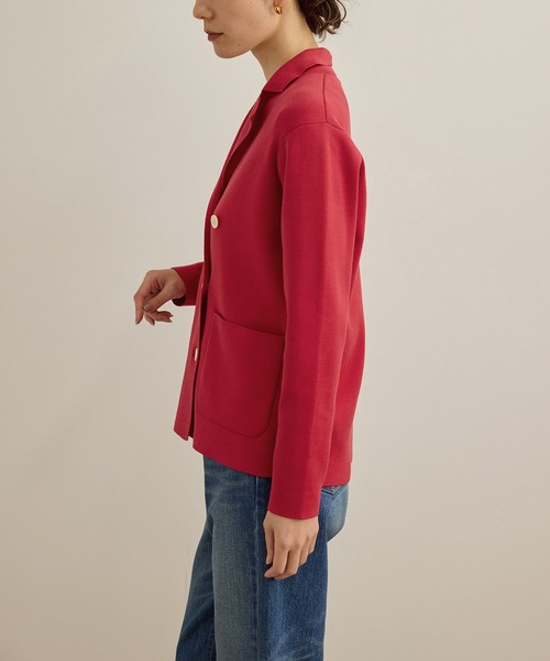 ROPE'（ロペ）の「シルクコットン総針ニットジャケット/イージーケア（テーラードジャケット・レディース・オフホワイト/レッド/ネイビー・FREE）」の5枚目の写真