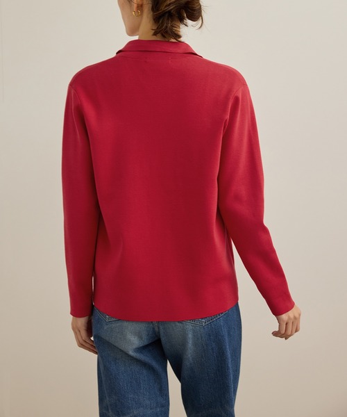 ROPE'（ロペ）の「シルクコットン総針ニットジャケット/イージーケア（テーラードジャケット・レディース・オフホワイト/レッド/ネイビー・FREE）」の4枚目の写真