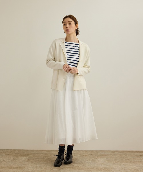 ROPE'（ロペ）の「シルクコットン総針ニットジャケット/イージーケア（テーラードジャケット・レディース・オフホワイト/レッド/ネイビー・FREE）」の12枚目の写真