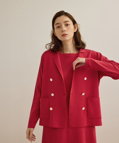 ROPE'（ロペ）の「シルクコットン総針ニットジャケット/イージーケア（テーラードジャケット・レディース・オフホワイト/レッド/ネイビー・FREE）」の9枚目の写真