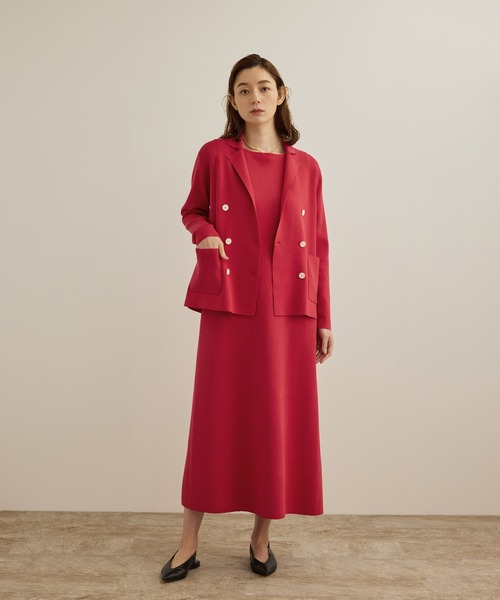 ROPE'（ロペ）の「シルクコットン総針ニットジャケット/イージーケア（テーラードジャケット・レディース・オフホワイト/レッド/ネイビー・FREE）」の8枚目の写真