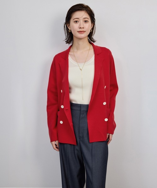 SHANGHAITANG ニットジャケット カシミヤ シルク 上海灘リバーシブル セール】シルクコットン総針ニットジャケット/イージーケア