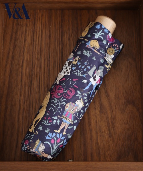 V&A☆不思議の国のアリス☆折りたたみ晴雨兼用傘☆新品 FUNALIVE 折りたたみ傘 V＆A晴雨兼用一級遮光アリス柄深張り2段