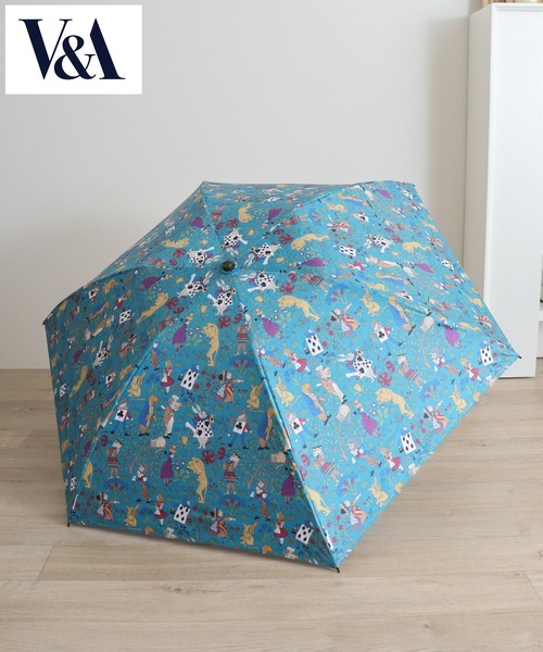 V＆A☆不思議の国のアリス☆晴雨兼用折りたたみ傘グリーン新品 セール】V&A晴雨兼用一級遮光アリス柄ミニ折傘（折りたたみ傘