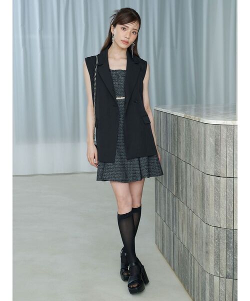 MERCURYDUO（マーキュリーデュオ）の「バックリボンジレ（ベスト・レディース・アイボリー/ブラック・MEDIUM/SMALL）」の4枚目の写真