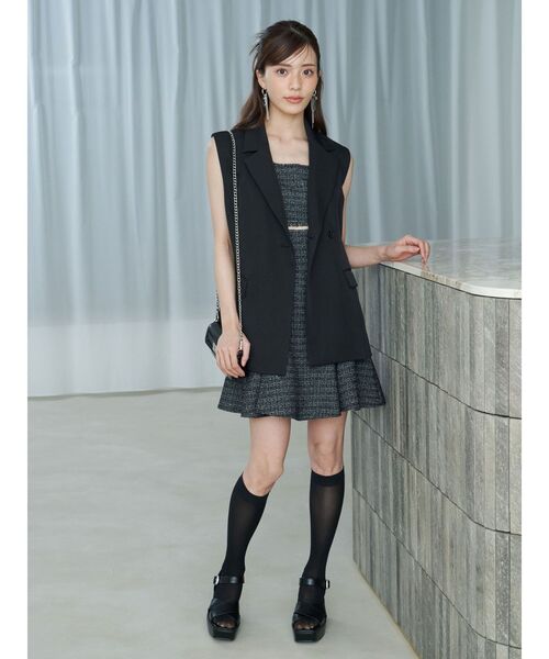 MERCURYDUO（マーキュリーデュオ）の「バックリボンジレ（ベスト・レディース・アイボリー/ブラック・MEDIUM/SMALL）」の6枚目の写真