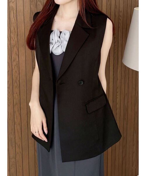 MERCURYDUO（マーキュリーデュオ）の「バックリボンジレ（ベスト・レディース・アイボリー/ブラック・MEDIUM/SMALL）」の2枚目の写真