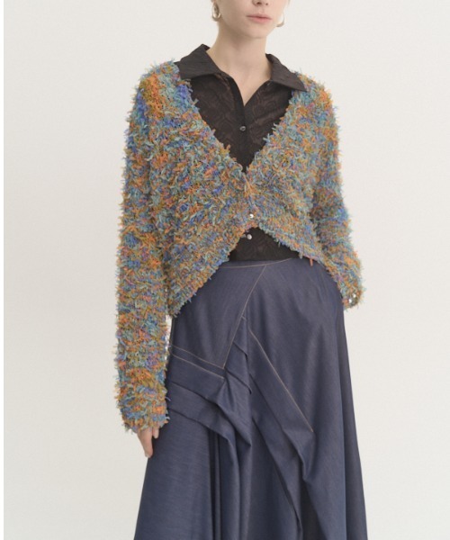 Muel Chic(ミュエルシック)の「Tawa knit cardigan タワニットカーディガン(カーディガン/ボレロ・レディース・マルチ/ホワイト/ブラック・FREE)」の3枚目の写真
