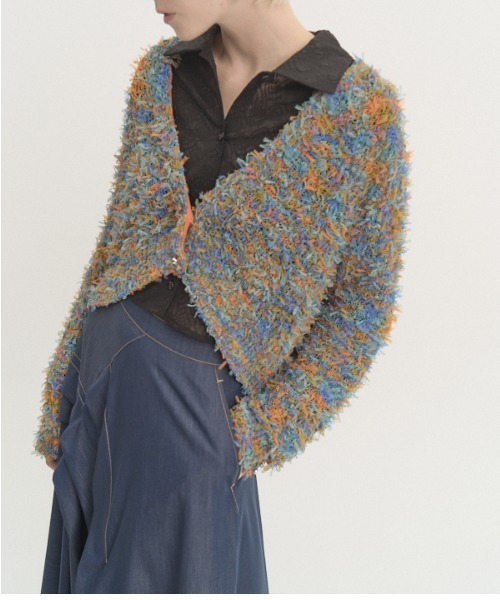 Muel Chic(ミュエルシック)の「Tawa knit cardigan タワニットカーディガン(カーディガン/ボレロ・レディース・マルチ/ホワイト/ブラック・FREE)」の5枚目の写真