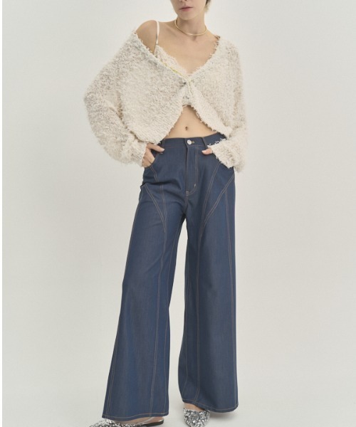 Muel Chic(ミュエルシック)の「Tawa knit cardigan タワニットカーディガン(カーディガン/ボレロ・レディース・マルチ/ホワイト/ブラック・FREE)」の12枚目の写真