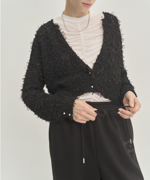 Muel Chic(ミュエルシック)の「Tawa knit cardigan タワニットカーディガン(カーディガン/ボレロ・レディース・マルチ/ホワイト/ブラック・FREE)」の11枚目の写真