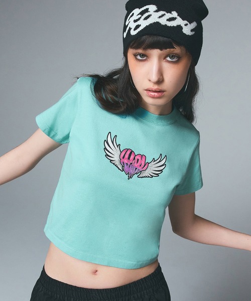セール】HEART WING SHINY LOGO S/S CROPPED TEE（Tシャツ