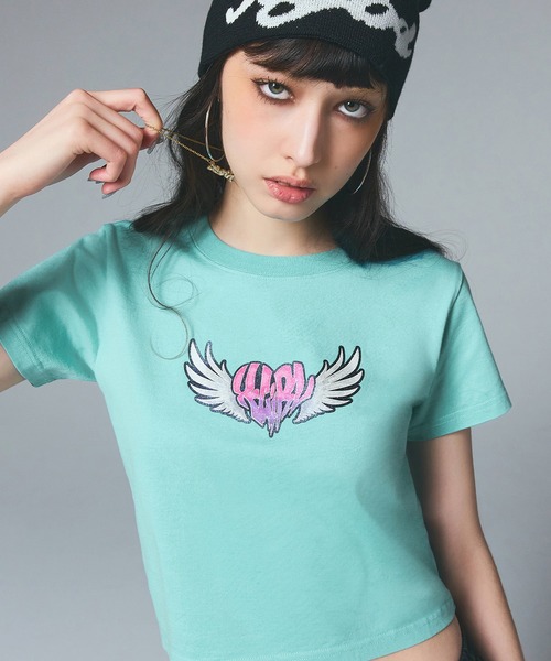 セール】HEART WING SHINY LOGO S/S CROPPED TEE（Tシャツ