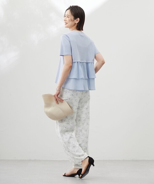 J.PRESS Ladies(J.プレス レディス)の「【洗える】ラインフラワープリント ワイドパンツ(その他パンツ・レディース・アイボリー系5/ネイビー系5・XXS/XS/S)」の13枚目の写真