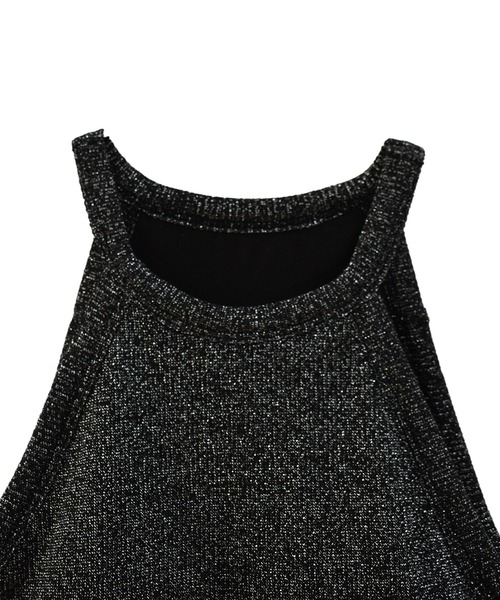 Reurie'（レウリィ）の「【ZOZO限定】ホルターネックタンクトップ／ カップ付き インナー キャミソール アメスリ シンプル 重ね着 レイヤード 肌見せ（タンクトップ・レディース・ピンク/ブラック・FREE）」の10枚目の写真