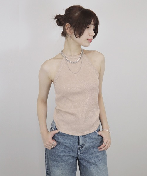 AMERI◆キャミソール・タンクトップ/FREE/ポリエステル/BLK/02220191530 american sleeve tank（タンクトップ・キャミソール） | CODE A