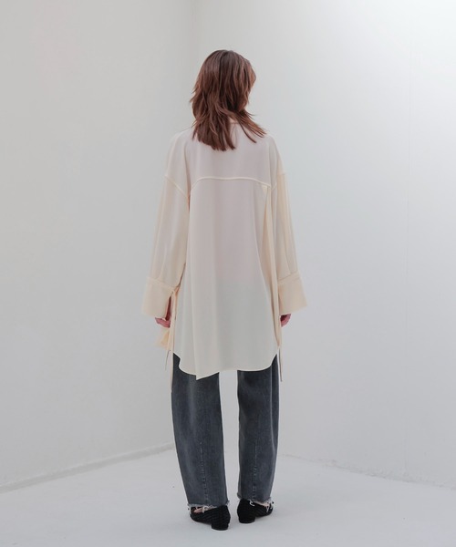 DRESSLAVE(ドレスレイブ)の「spongy georgette shirts(スポンジージョーゼットシャツ)(シャツ/ブラウス・レディース・ホワイト/ネイビー・38)」の7枚目の写真