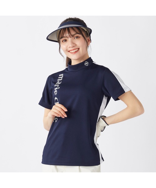 marie claire(マリ・クレール)の「marie claire GOLF/マリクレール ゴルフ ゴルフウェア 吸汗速乾 接触冷感 UVカット 吸湿涼感 切替 ハイネック 半袖 シャツ Tシャツ(Tシャツ/カットソー・レディース・ホワイト/ネイビー・L/LL/M)」の16枚目の写真