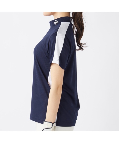 marie claire(マリ・クレール)の「marie claire GOLF/マリクレール ゴルフ ゴルフウェア 吸汗速乾 接触冷感 UVカット 吸湿涼感 切替 ハイネック 半袖 シャツ Tシャツ(Tシャツ/カットソー・レディース・ホワイト/ネイビー・L/LL/M)」の11枚目の写真