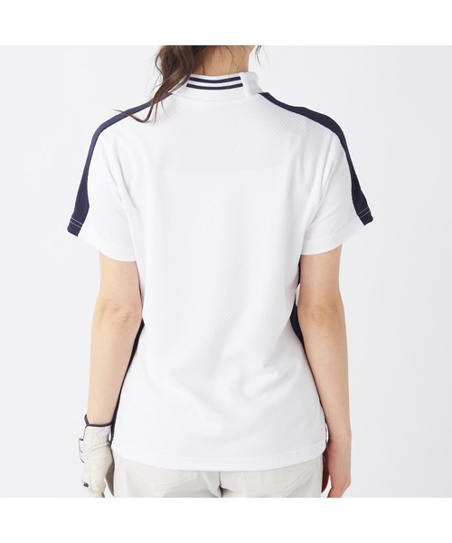 marie claire(マリ・クレール)の「marie claire GOLF/マリクレール ゴルフ ゴルフウェア 吸汗速乾 接触冷感 UVカット 吸湿涼感 切替 ハイネック 半袖 シャツ Tシャツ(Tシャツ/カットソー・レディース・ホワイト/ネイビー・L/LL/M)」の18枚目の写真