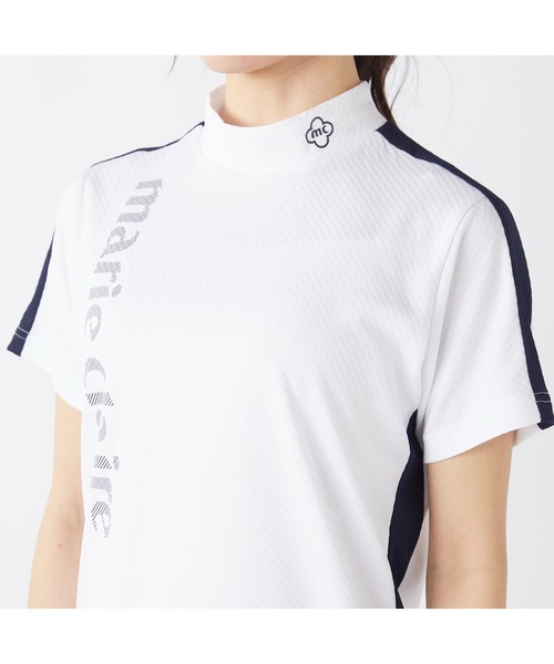 marie claire(マリ・クレール)の「marie claire GOLF/マリクレール ゴルフ ゴルフウェア 吸汗速乾 接触冷感 UVカット 吸湿涼感 切替 ハイネック 半袖 シャツ Tシャツ(Tシャツ/カットソー・レディース・ホワイト/ネイビー・L/LL/M)」の17枚目の写真