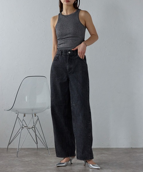 musubore デニムパンツ eyelet wide denim PT / ワイドハトメデニム（デニムパンツ