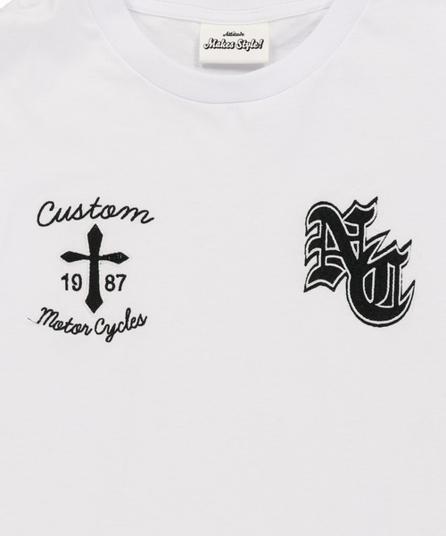 SPINNS（スピンズ）の「袖ロゴ長袖ロンT/クロスロゴワッペン（Tシャツ/カットソー・メンズ・ブラック/ホワイト・ONESIZE）」の6枚目の写真