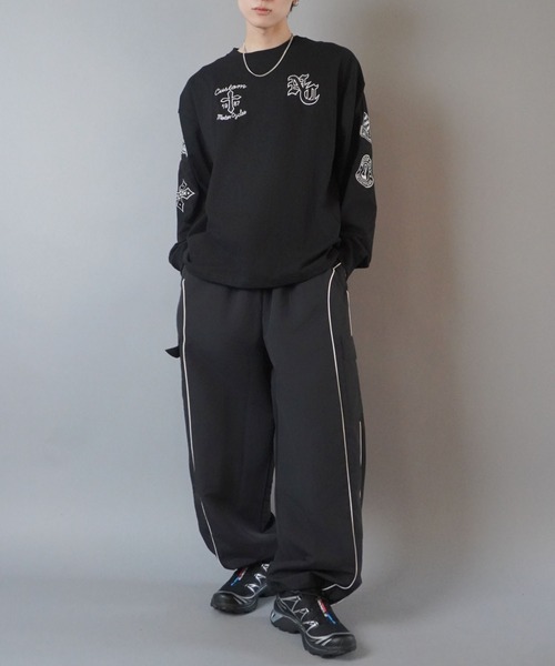 SPINNS（スピンズ）の「袖ロゴ長袖ロンT/クロスロゴワッペン（Tシャツ/カットソー・メンズ・ブラック/ホワイト・ONESIZE）」の9枚目の写真