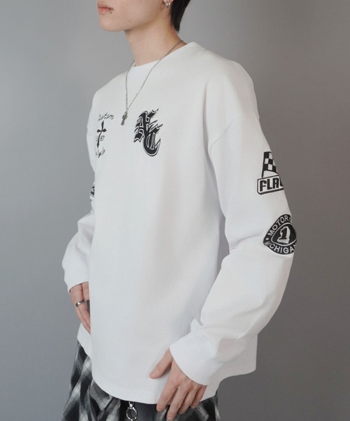 SPINNS（スピンズ）の「袖ロゴ長袖ロンT/クロスロゴワッペン（Tシャツ/カットソー・メンズ・ブラック/ホワイト・ONESIZE）」の20枚目の写真