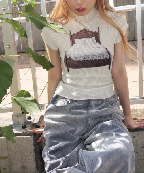 pleatsed print tops / プリーツプリントトップス（Tシャツ