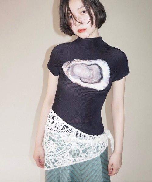 PLEATS PLEASE 限定 将棋 駒 プリント プリーツ 半袖 トップス pleatsed print tops / プリーツプリントトップス（Tシャツ