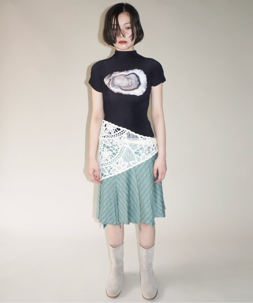 素晴らしい品質 pleatsed print tops / プリーツプリントトップス（Tシャツ トップス
