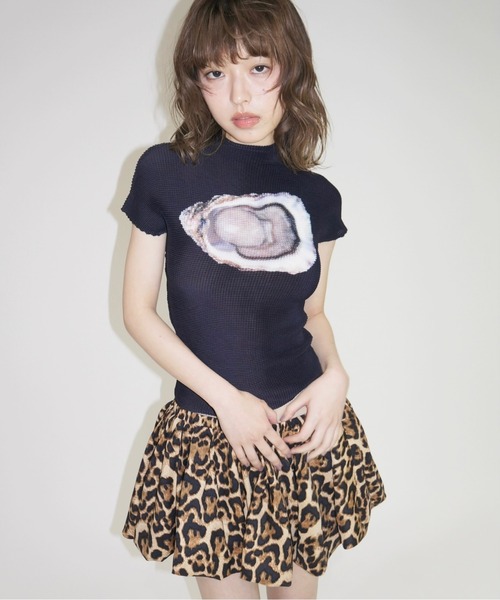 pleated print tops / プリーツプリントトップス（Tシャツ/カットソー