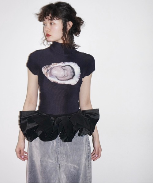 musubore pleatsed print tops 牡蠣　プリーツトップス 🦪 IN STOCK 🦪 pleatsed print tops ¥6,000+tax ◻︎oyster