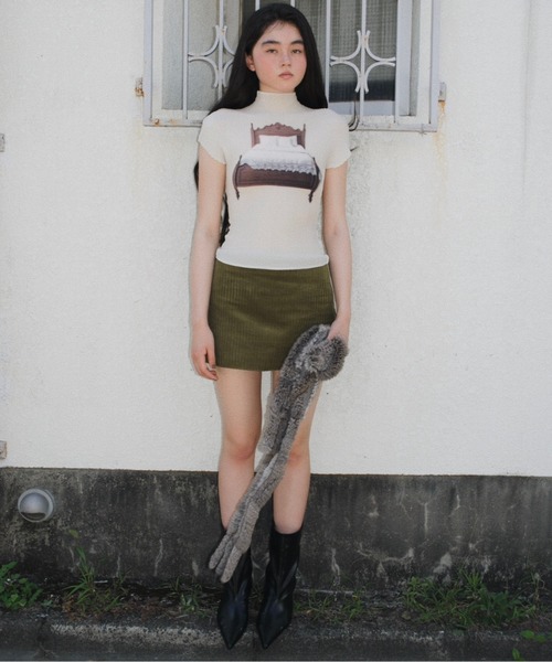 musuborepleatsedprint topsプリーツプリントトップス牡蠣 musubore（ムスボレ）の「pleatsed print tops / プリーツ