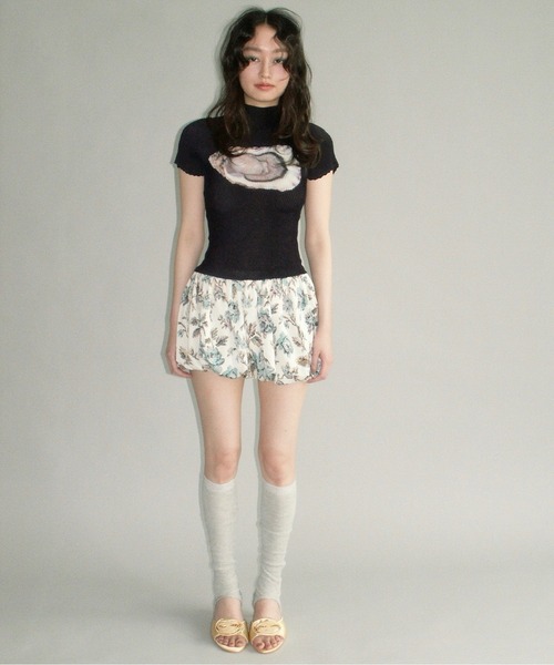 pleated print tops / プリーツプリントトップス（Tシャツ/カットソー